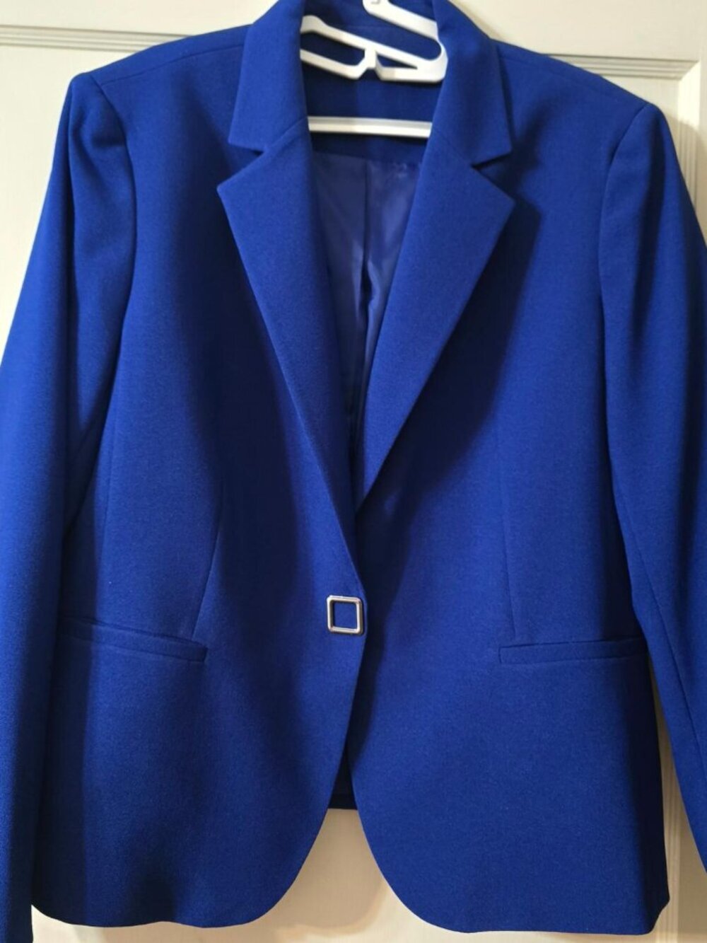 XL Jasper Blazer Lined Jacket Cobalt Blue Long Sleeve Metal Front Snap 2 Pockets